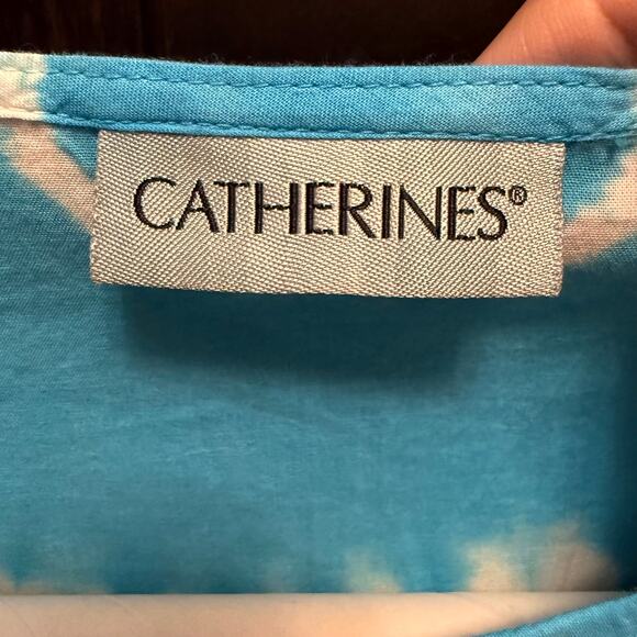 Catherine's Sky Blue & White Tie Dye Embroidered Top (Size 2X) - Picture 5 of 7